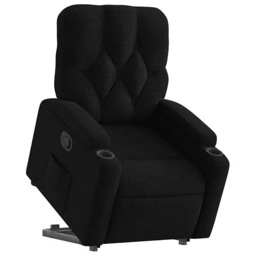 HEFZGDB Relaxsessel mit Aufstehhilfe Schwarz Stoff Reading Chair Esszimmerstühle Hocker Schminktisch Küchenstühle für Sitzungszimmer Arbeitszimmer Balkon Schlafzimmer von HEFZGDB