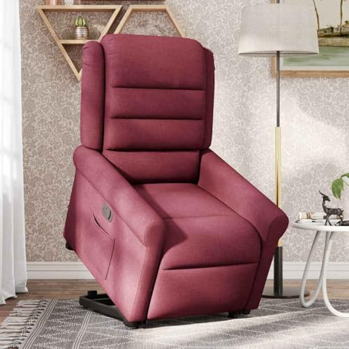 HEFZGDB Relaxsessel mit Aufstehhilfe Weinrot Stoff Couchsessel Lesesessel Bequem Küchenstühle Seselstuhl Wohnzimmer für Sitzungszimmer Schlafzimmer Balkon Wohnbereich von HEFZGDB