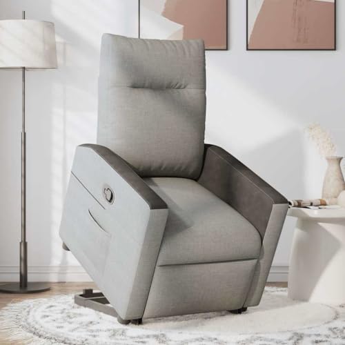 HEFZGDB Relaxsessel mit Aufstehhilfe Wolkengrau Stoff Armlehnstuhl Schminkstuhl Loungesessel Wohnzimmer Hocker Schminktisch für Schlafzimmer Arbeitszimmer Wohnbereich Balkon von HEFZGDB