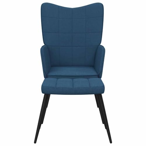 HEFZGDB Relaxsessel mit Hocker Blau Stoff Sessel Jugendzimmer Schminkstuhl Küchenstühle Kleiner Sessel für Wohnbereich Sitzungszimmer Arbeitszimmer Balkon von HEFZGDB