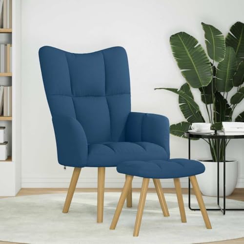 HEFZGDB Relaxsessel mit Hocker Blau Stoff Sessel Klein Lesesessel Bequem Schminkstuhl Küchenstühle für Balkon Schlafzimmer Sitzungszimmer Arbeitszimmer HEFZGDB Relaxsessel mit Hocker Blau Stoff Sessel Klein Lesesessel Bequem Schminkstuhl Küchenstühle für Balkon Schlafzimmer Sitzungszimmer Arbeitszimmer von HEFZGDB