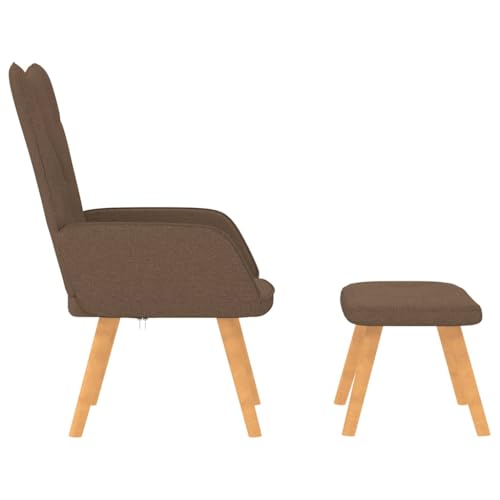 HEFZGDB Relaxsessel mit Hocker Braun Stoff Armchair Living Room Lesesessel Bequem Küchenstühle Kleiner Sessel für Sitzungszimmer Wohnbereich Arbeitszimmer Schlafzimmer von HEFZGDB