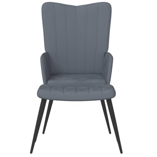 HEFZGDB Relaxsessel mit Hocker Dunkelgrau Samt Couchsessel Lesesessel Bequem Küchenstühle Seselstuhl Wohnzimmer für Arbeitszimmer Balkon Sitzungszimmer Schlafzimmer von HEFZGDB
