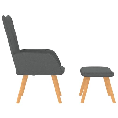 HEFZGDB Relaxsessel mit Hocker Dunkelgrau Stoff Armchair Living Room Lesesessel Bequem Küchenstühle Kleiner Sessel für Sitzungszimmer Wohnbereich Arbeitszimmer Schlafzimmer von HEFZGDB