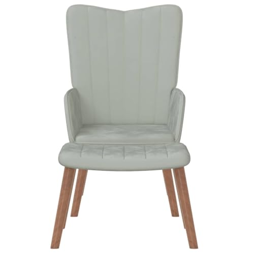 HEFZGDB Relaxsessel mit Hocker Hellgrau Samt Armlehnstuhl Lesesessel Bequem Schminkstuhl Seselstuhl Wohnzimmer für Sitzungszimmer Schlafzimmer Arbeitszimmer Wohnbereich von HEFZGDB