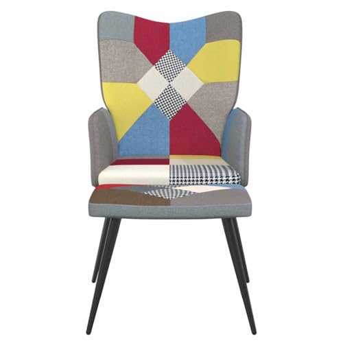 HEFZGDB Relaxsessel mit Hocker Patchwork Stoff Big Sessel Schminkstuhl Loungesessel Wohnzimmer Küchenstühle für Schlafzimmer Sitzungszimmer Balkon Wohnbereich von HEFZGDB