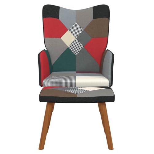 HEFZGDB Relaxsessel mit Hocker Patchwork Stoff Reading Chair Esszimmerstühle Hocker Schminktisch Küchenstühle für Schlafzimmer Arbeitszimmer Sitzungszimmer Wohnbereich von HEFZGDB