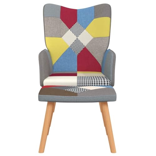 HEFZGDB Relaxsessel mit Hocker Patchwork Stoff Reading Chair Esszimmerstühle Hocker Schminktisch Küchenstühle für Schlafzimmer Arbeitszimmer Sitzungszimmer Wohnbereich von HEFZGDB