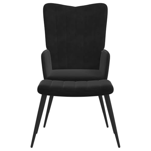 HEFZGDB Relaxsessel mit Hocker Schwarz Samt Couchsessel Lesesessel Bequem Küchenstühle Seselstuhl Wohnzimmer für Arbeitszimmer Balkon Sitzungszimmer Schlafzimmer von HEFZGDB