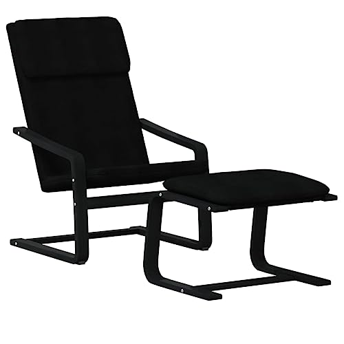 HEFZGDB Relaxsessel mit Hocker Schwarz Stoff Couchsessel Lesesessel Bequem Küchenstühle Seselstuhl Wohnzimmer für Schlafzimmer Balkon Wohnbereich Sitzungszimmer von HEFZGDB