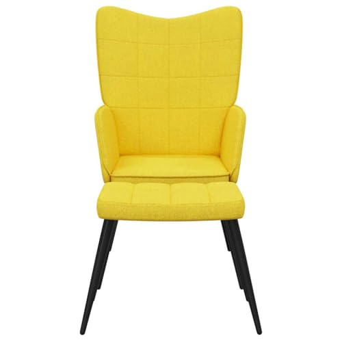 HEFZGDB Relaxsessel mit Hocker Senfgelb Stoff Sessel Jugendzimmer Schminkstuhl Küchenstühle Kleiner Sessel für Wohnbereich Sitzungszimmer Arbeitszimmer Balkon von HEFZGDB