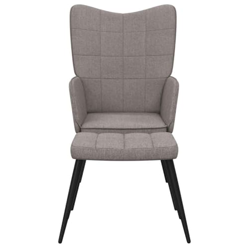 HEFZGDB Relaxsessel mit Hocker Taupe Stoff Sessel Jugendzimmer Schminkstuhl Küchenstühle Kleiner Sessel für Wohnbereich Sitzungszimmer Arbeitszimmer Balkon von HEFZGDB