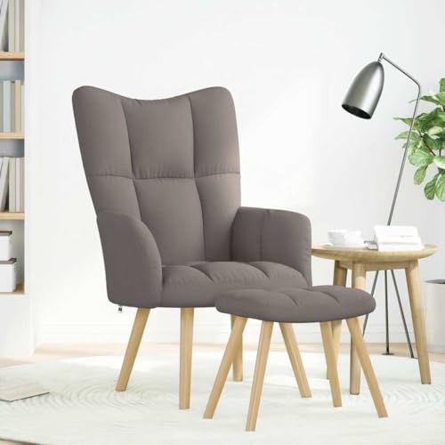 HEFZGDB Relaxsessel mit Hocker Taupe Stoff Sessel Klein Lesesessel Bequem Schminkstuhl Küchenstühle für Balkon Schlafzimmer Sitzungszimmer Arbeitszimmer von HEFZGDB