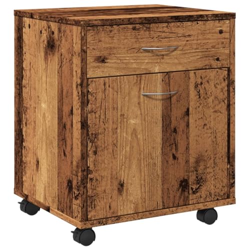 HEFZGDB Rollcontainer Altholz-Optik 45x38x54 cm Holzwerkstoff Wohnzimmerschrank Buffetschrank Küchenschrank Geschirrschrank für Arbeitszimmer Schlafzimmer Abstellraum Wohnbereich von HEFZGDB