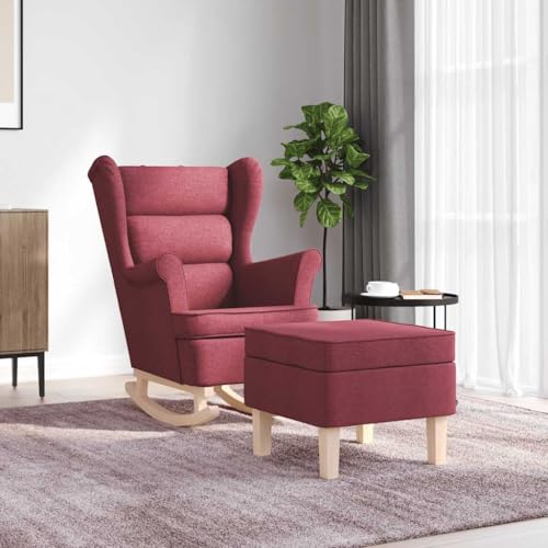HEFZGDB Schaukelsessel mit Hocker Weinrot Stoff Kuschelsessel Schminktisch Stuhl Lesestuhl Hocker Schminktisch für Sitzungszimmer Wohnbereich Arbeitszimmer Balkon HEFZGDB Schaukelsessel mit Hocker Weinrot Stoff Kuschelsessel Schminktisch Stuhl Lesestuhl Hocker Schminktisch für Sitzungszimmer Wohnbereich Arbeitszimmer Balkon von HEFZGDB