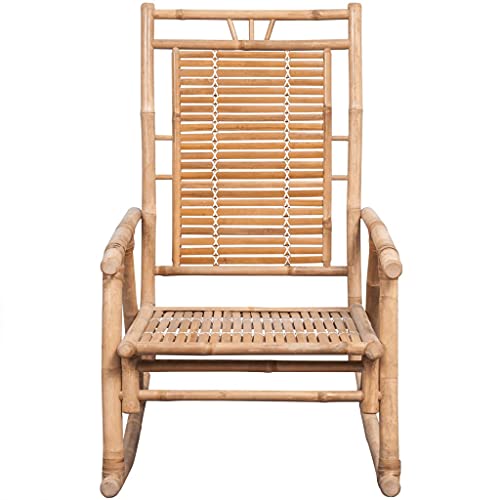HEFZGDB Schaukelstuhl mit Kissen Bambus Balkon Lounge Gartenstühle Loungesessel Wohnzimmer Camping Chair für Balkon Terrasse Garten Innenhof von HEFZGDB