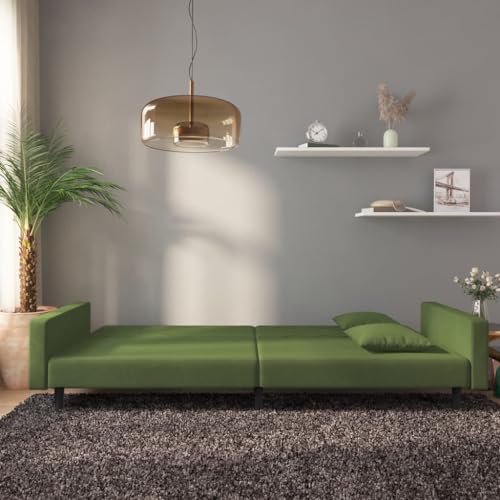HEFZGDB Schlafsofa 2-Sitzer mit 2 Kissen Dunkelgrün Samt Sessel Schlafzimmer Jugendsofa Kleines Sofa Kleine Sofa für Aufenthaltsraum Wohnbereich Schlafzimmer Empfangsraum von HEFZGDB