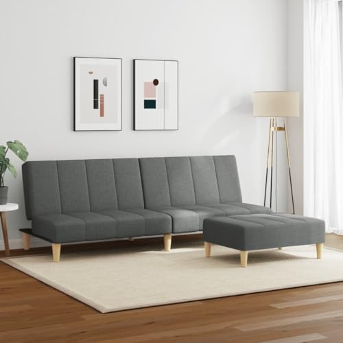 HEFZGDB Schlafsofa 2-Sitzer mit Fußhocker Dunkelgrau Stoff Camping Sofa Couch Klein Lounge Sofa Sofa Klein für Wohnbereich Büro Schlafzimmer Aufenthaltsraum von HEFZGDB