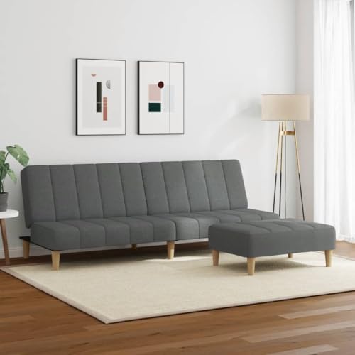 HEFZGDB Schlafsofa 2-Sitzer mit Fußhocker Dunkelgrau Stoff Sofa Couch Couch Klein Lounge Sofa Sofas für Schlafzimmer Büro Wohnbereich Aufenthaltsraum von HEFZGDB