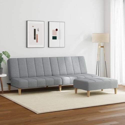 HEFZGDB Schlafsofa 2-Sitzer mit Fußhocker Hellgrau Stoff Sofa Couch Couch Klein Lounge Sofa Sofas für Schlafzimmer Büro Wohnbereich Aufenthaltsraum von HEFZGDB