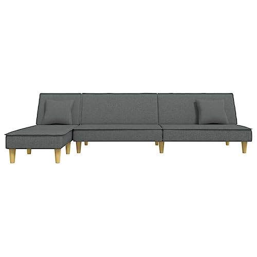 HEFZGDB Schlafsofa in L-Form Dunkelgrau 255x140x70 cm Stoff Outdoor Sofa Couch Klein Sessel Wohnzimmer Sofa Chair für Wohnbereich Aufenthaltsraum Schlafzimmer Empfangsraum von HEFZGDB