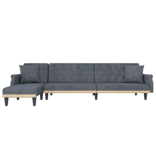 HEFZGDB Schlafsofa in L-Form Dunkelgrau 271x140x70 cm Samt Sofa Chair Lounge Sofa Lesesessel Bequem Kleiner Sessel für Aufenthaltsraum Wohnbereich Schlafzimmer Empfangsraum von HEFZGDB