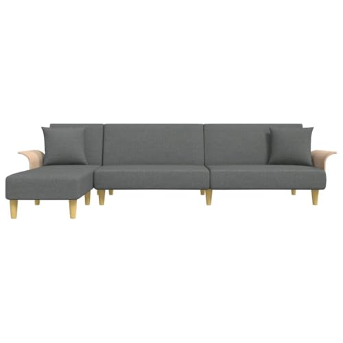 HEFZGDB Schlafsofa in L-Form Dunkelgrau 279x140x70 cm Stoff Gartenlounge Lounge Sofa Lesesessel Bequem Reading Chair für Aufenthaltsraum Empfangsraum Schlafzimmer Wohnbereich von HEFZGDB