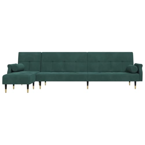 HEFZGDB Schlafsofa in L-Form Dunkelgrün 271x140x70 cm Samt Sitzgarnitur Wohnzimmer Couch Klein Mini Sofa Sofa Chair für Büro Schlafzimmer Aufenthaltsraum Wohnbereich von HEFZGDB