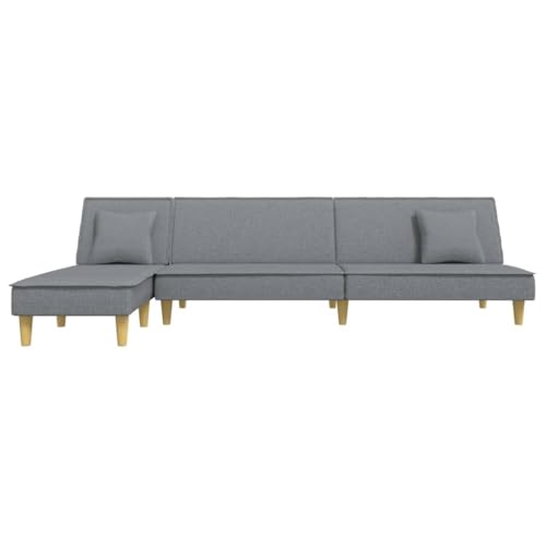 HEFZGDB Schlafsofa in L-Form Hellgrau 255x140x70 cm Stoff Outdoor Sofa Couch Klein Sessel Wohnzimmer Sofa Chair für Wohnbereich Aufenthaltsraum Schlafzimmer Empfangsraum von HEFZGDB