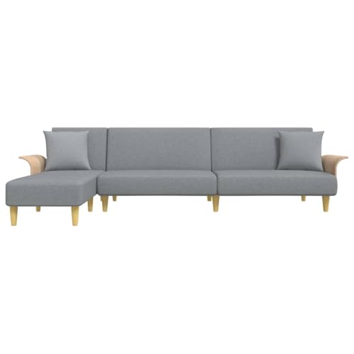 HEFZGDB Schlafsofa in L-Form Hellgrau 279x140x70 cm Stoff Gartenlounge Lounge Sofa Lesesessel Bequem Reading Chair für Aufenthaltsraum Empfangsraum Schlafzimmer Wohnbereich von HEFZGDB