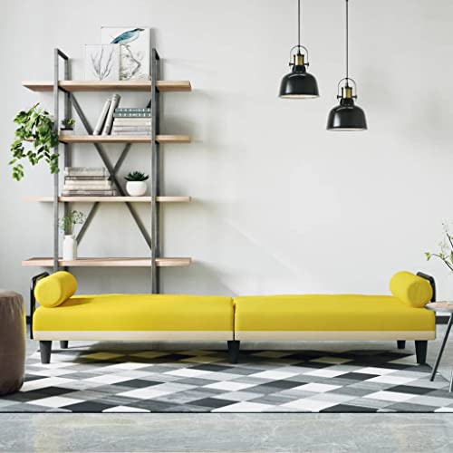 HEFZGDB Schlafsofa mit Armlehnen Hellgelb Stoff Gartenlounge Couch Klein Sofa Wohnzimmer Kleine Couch Jugendzimmer für Schlafzimmer Wohnbereich Aufenthaltsraum Büro von HEFZGDB