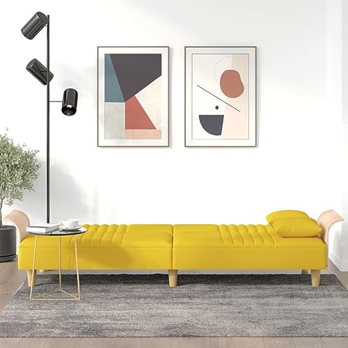 HEFZGDB Schlafsofa mit Armlehnen Hellgelb Stoff Loungesessel Jugendsofa Kleines Sofa Big Sofa für Aufenthaltsraum Schlafzimmer Büro Wohnbereich von HEFZGDB