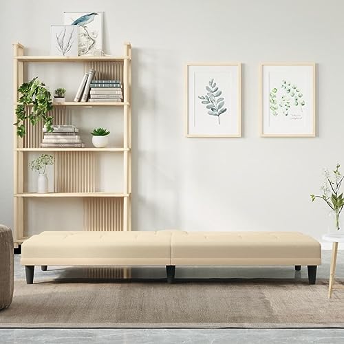 HEFZGDB Schlafsofa mit Getränkehaltern Creme Stoff Sofas Jugendsofa Big Sofa Kleine Couch Jugendzimmer für Empfangsraum Schlafzimmer Aufenthaltsraum Büro von HEFZGDB