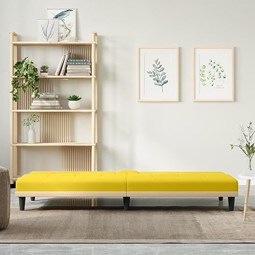 HEFZGDB Schlafsofa mit Getränkehaltern Hellgelb Stoff Sofas Jugendsofa Big Sofa Kleine Couch Jugendzimmer für Empfangsraum Schlafzimmer Aufenthaltsraum Büro von HEFZGDB