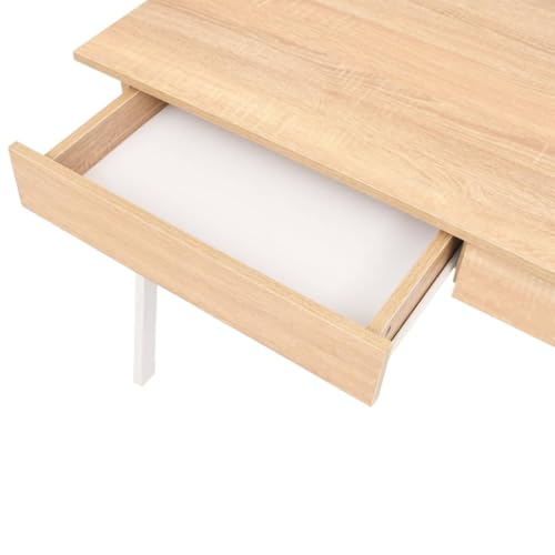 HEFZGDB Schreibtisch 110x55x75 cm Eichenbraun und Weiß Büro Schreibtisch Schreibtische Pc Tisch Klein Schreibtisch Groß für Wohnbereich Küche Schlafzimmer Arbeitszimmer von HEFZGDB
