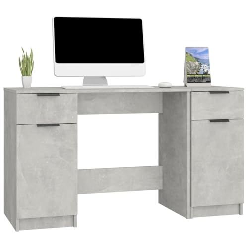 HEFZGDB Schreibtisch mit Beistellschrank Betongrau Holzwerkstoff Computer Schreibtisch Gaming Schreibtisch Pc Tisch Klein Computertisch Klein für Arbeitszimmer Küche Schlafzimmer Wohnbereich von HEFZGDB