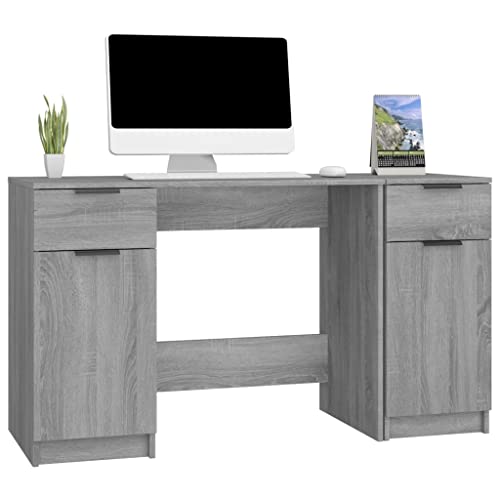 HEFZGDB Schreibtisch mit Beistellschrank Grau Sonoma Holzwerkstoff Computer Schreibtisch Gaming Schreibtisch Pc Tisch Klein Computertisch Klein für Arbeitszimmer Küche Schlafzimmer Wohnbereich von HEFZGDB