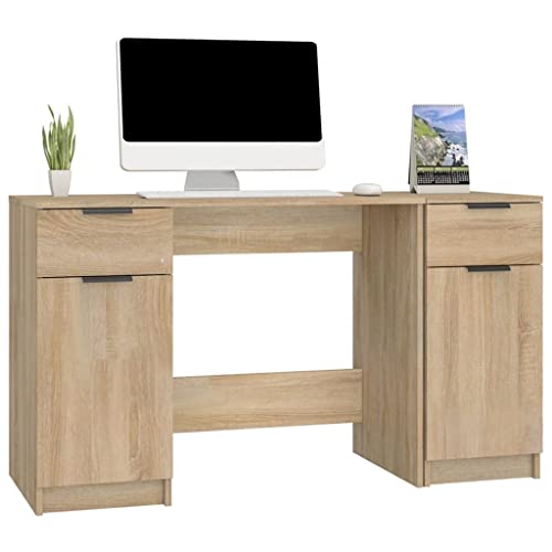 HEFZGDB Schreibtisch mit Beistellschrank Sonoma-Eiche Holzwerkstoff Computer Schreibtisch Gaming Schreibtisch Pc Tisch Klein Computertisch Klein für Arbeitszimmer Küche Schlafzimmer Wohnbereich von HEFZGDB