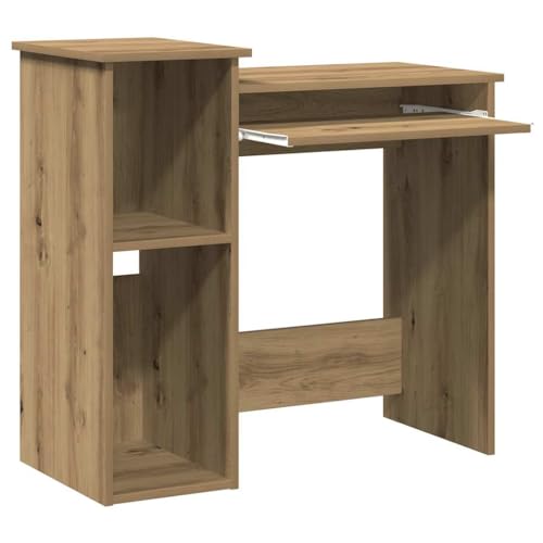 HEFZGDB Schreibtisch mit Regal Artisan-Eiche 84x40x78cm Holzwerkstoff Gamer Schreibtisch Gaming Tisch Gaming Schreibtisch Schreibtisch Groß für Schlafzimmer Wohnbereich Arbeitszimmer Küche von HEFZGDB