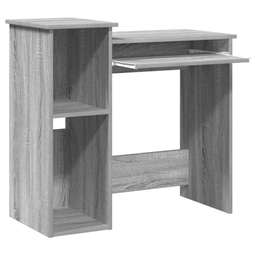 HEFZGDB Schreibtisch mit Regal Grau Sonoma 84x40x78 cm Holzwerkstoff Gamer Schreibtisch Gaming Tisch Gaming Schreibtisch Schreibtisch Groß für Schlafzimmer Wohnbereich Arbeitszimmer Küche von HEFZGDB