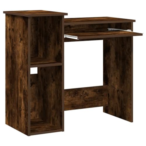 HEFZGDB Schreibtisch mit Regal Räuchereiche 84x40x78 cm Holzwerkstoff Gamer Schreibtisch Gaming Tisch Gaming Schreibtisch Schreibtisch Groß für Schlafzimmer Wohnbereich Arbeitszimmer Küche von HEFZGDB