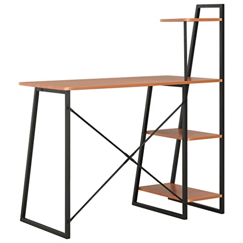 HEFZGDB Schreibtisch mit Regaleinheit Schwarz und Eiche 102×50×117 cm Computer Schreibtisch Gaming Schreibtisch Pc Tisch Klein Computertisch Klein für Arbeitszimmer Küche Wohnbereich Schlafzimmer von HEFZGDB