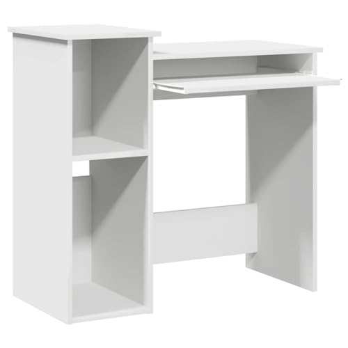 HEFZGDB Schreibtisch mit Regalen Weiß 84x40x78 cm Holzwerkstoff Gamer Schreibtisch Gaming Tisch Gaming Schreibtisch Schreibtisch Groß für Schlafzimmer Wohnbereich Arbeitszimmer Küche von HEFZGDB