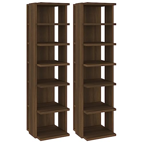 HEFZGDB Schuhregale 2 STK. Braun Eiche 27,5x27x102 cm Holzwerkstoff Schuhschrank Groß Schuhregal Platzsparend Cupboard Stauraum Schrank für Schlafsaal Wohnbereich Küche Schlafzimmer HEFZGDB Schuhregale 2 STK. Braun Eiche 27,5x27x102 cm Holzwerkstoff Schuhschrank Groß Schuhregal Platzsparend Cupboard Stauraum Schrank für Schlafsaal Wohnbereich Küche Schlafzimmer von HEFZGDB