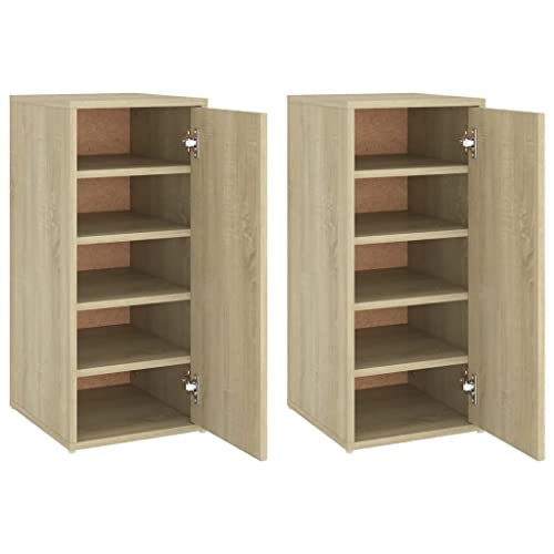 HEFZGDB Schuhschränke 2 STK. Sonoma-Eiche 32x35x70 cm Holzwerkstoff Allzweckschrank Schuhregal Platzsparend Stauraum Schrank Schränkchen für Küche Schlafsaal Schlafzimmer Eingangshalle HEFZGDB Schuhschränke 2 STK. Sonoma-Eiche 32x35x70 cm Holzwerkstoff Allzweckschrank Schuhregal Platzsparend Stauraum Schrank Schränkchen für Küche Schlafsaal Schlafzimmer Eingangshalle von HEFZGDB