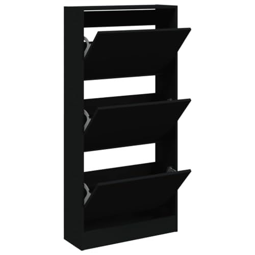 HEFZGDB Schuhschrank Schwarz 60x21x125,5 cm Holzwerkstoff Schuhregal Klein Cupboard Stauraum Schrank Shoe Cabinet für Schlafsaal Eingangshalle Schlafzimmer Wohnbereich HEFZGDB Schuhschrank Schwarz 60x21x125,5 cm Holzwerkstoff Schuhregal Klein Cupboard Stauraum Schrank Shoe Cabinet für Schlafsaal Eingangshalle Schlafzimmer Wohnbereich von HEFZGDB