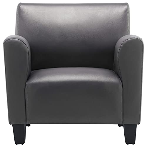 HEFZGDB Sessel Grau Kunstleder Kuschelsessel Lesesessel Bequem Schminkstuhl Armchair Living Room für Balkon Wohnbereich Sitzungszimmer Schlafzimmer von HEFZGDB