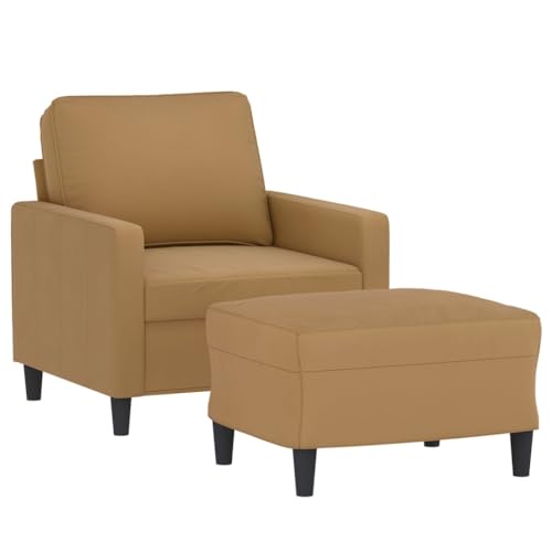 HEFZGDB Sessel mit Hocker Braun 60 cm Samt Loungesessel Jugendsofa Kleines Sofa Big Sofa für Büro Schlafzimmer Empfangsraum Wohnbereich von HEFZGDB