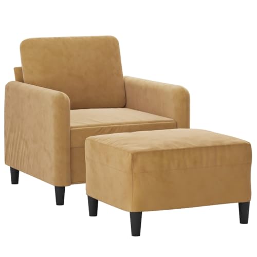 HEFZGDB Sessel mit Hocker Braun 60 cm Samt Outdoor Sofa Couch Klein Big Sofa Sofa Wohnzimmer für Schlafzimmer Empfangsraum Büro Aufenthaltsraum von HEFZGDB