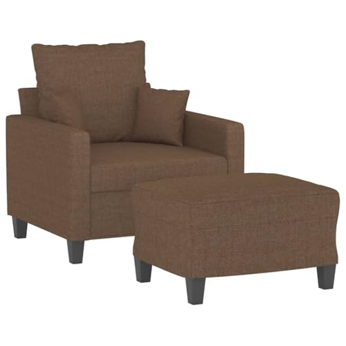 HEFZGDB Sessel mit Hocker Braun 60 cm Stoff Relax Sessel Couch Klein Jugendsofa Kleines Sofa für Büro Aufenthaltsraum Empfangsraum Wohnbereich von HEFZGDB